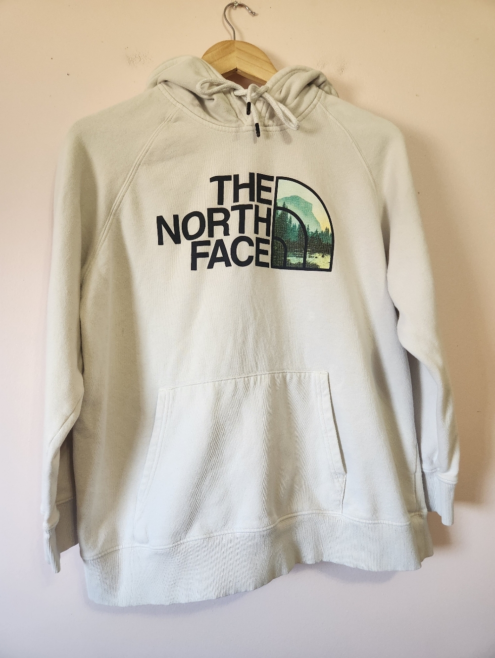The North Face Womens XL Gardenia White Mountain Graphic Half Dome Hoodie Cozy